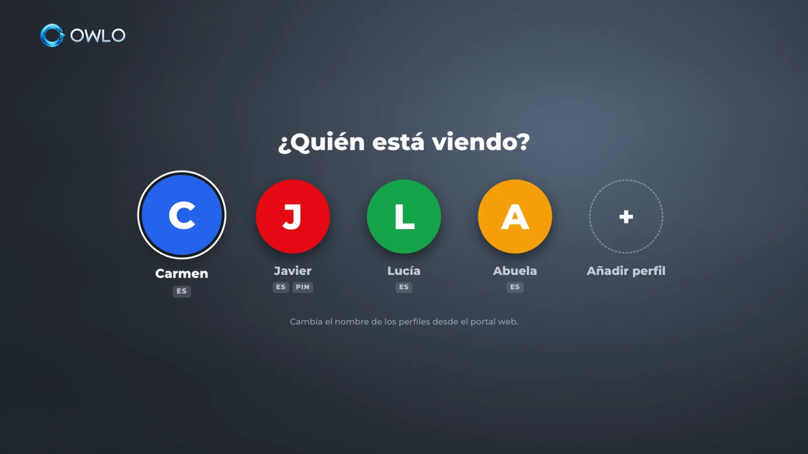 Perfiles con avatar y PIN